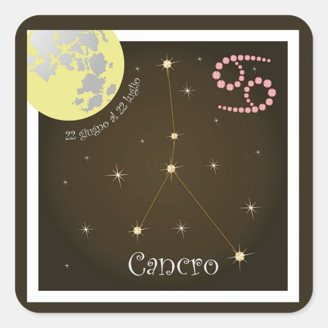 Adesivo Quadrado Cancro 22 al de 22 autocolantes giugno luglio (Frente)