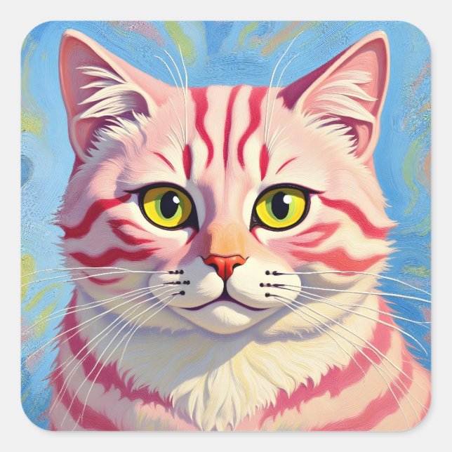 Adesivo Quadrado “Candice” A Cherry Striped Mystique – Cat Portrait (Frente)