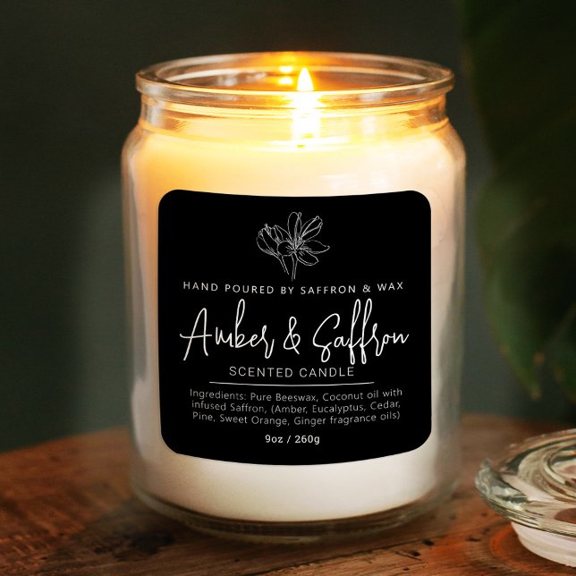Adesivo Quadrado Candle saffron amber simple ingredient black (Criador carregado)