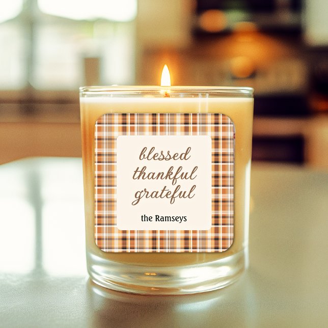 Adesivo Quadrado Candle Sticker 3-in || blessed thankful grateful (Criador carregado)