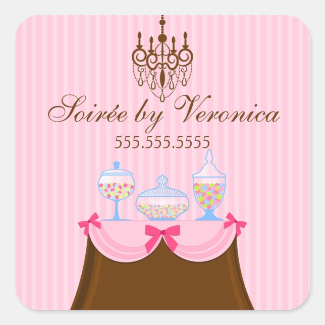 Adesivo Quadrado Candy Buffet e Mesa Stickers (Frente)