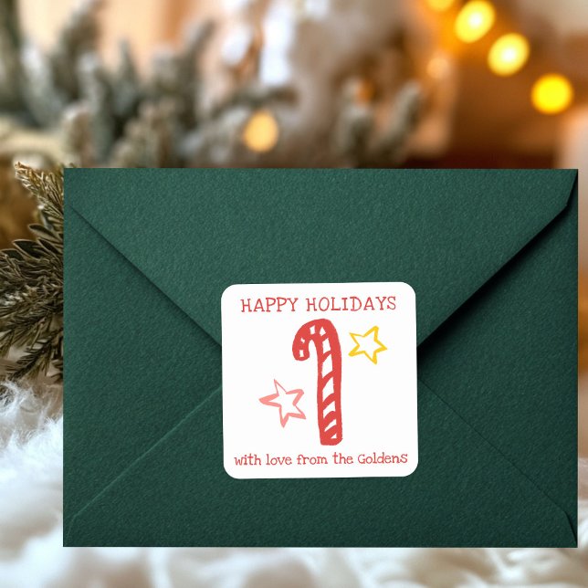 Adesivo Quadrado Candy Cane Doodle CHRISTMAS Holiday To From Label (Candy Cane Doodle CHRISTMAS Holiday To From Label Sticker
)