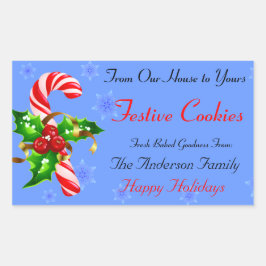 Adesivo Quadrado Candy Cane Holly Holiday Comida