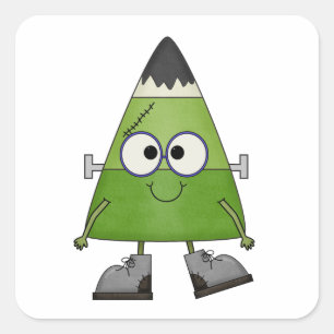 Adesivo Quadrado Candy Corn Frankenstein Halloween