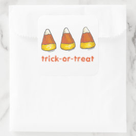 Adesivo Quadrado Candy Corn Halloween Trick-or-Treat Candies