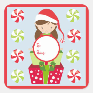 Adesivo Quadrado Candy Crush Female Elf Christmas Para Gift