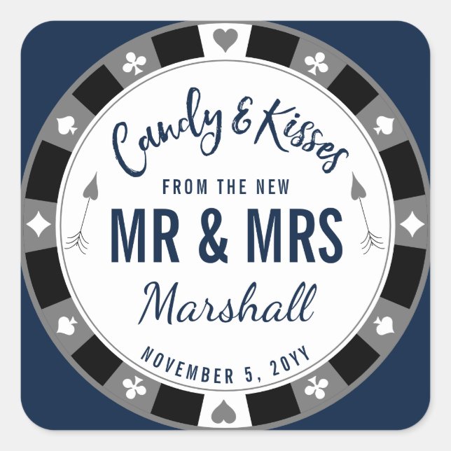 Adesivo Quadrado Candy & Kisses do Novo Sr. e Sra. Marinho Poker (Frente)