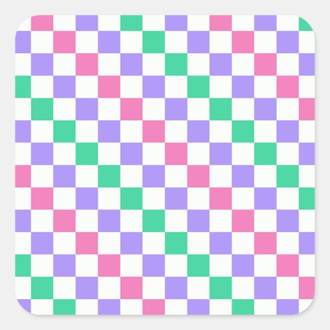 Adesivo Quadrado Candy shop diagonal checkerboard pattern (Frente)