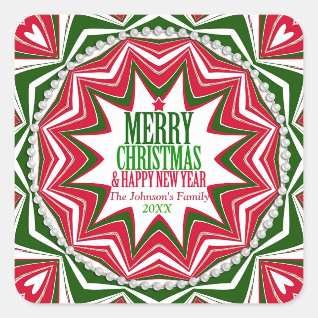 Adesivo Quadrado Candy Starburst Keepsasasasafp Placa de Natal (Frente)