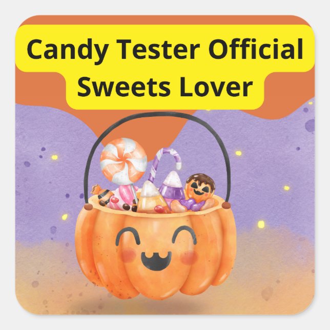 Adesivo Quadrado Candy Tester Official Sweets Lover (Frente)