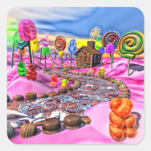 Adesivo Quadrado Candyland cor-de-rosa