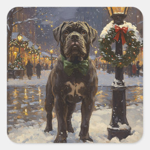 Adesivo Quadrado Cane Corso Christmas