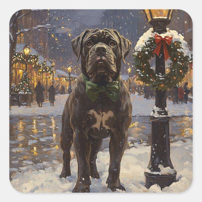Adesivo Quadrado Cane Corso Christmas (Frente)