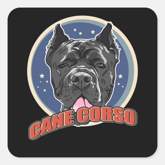 Adesivo Quadrado Cane Corso Italiano | Cane Corsos (Frente)
