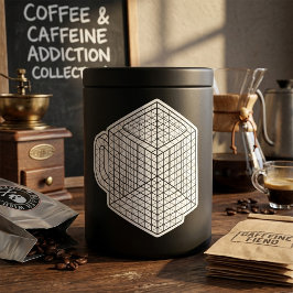 Adesivo Quadrado Caneca de Café Geométrica Arte de Grade Isométrica