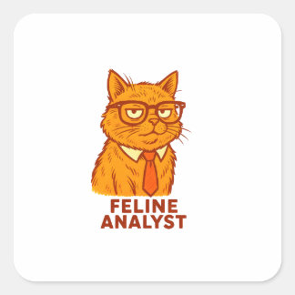 Adesivo Quadrado Caneca de Gato Analista Retro – Presente para Aman
