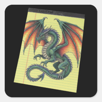 Adesivo Quadrado Caneca Desenho de Dragão