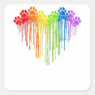 Adesivo Quadrado Canetas de Cachorro Arco-Íris Cachorro Lover Orgul