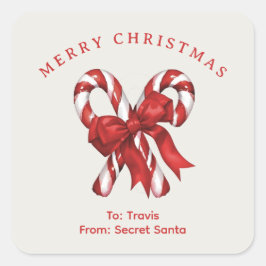 Adesivo Quadrado Canetas doces personalizadas com presente de Natal