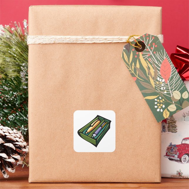 Adesivo Quadrado Canetas Em Uma Caixa (Criador carregado)