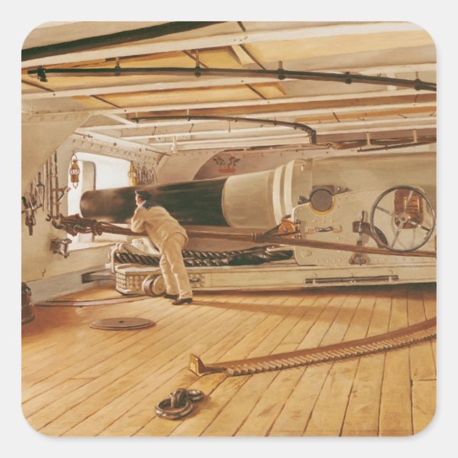 Adesivo Quadrado Canhão de 27 libras num Batalhão (Frente)