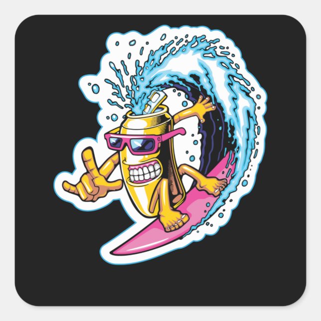 Adesivo Quadrado Cans Surfing (Frente)