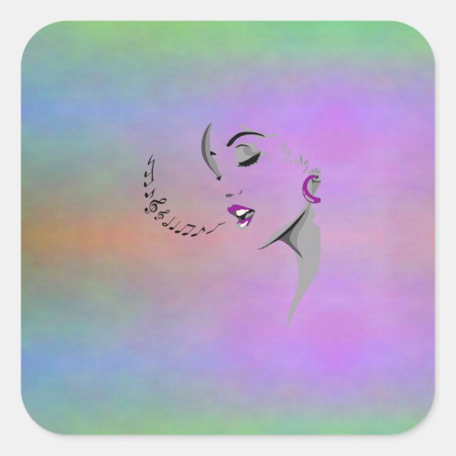 Adesivo Quadrado Cantando um Design de canção (Frente)