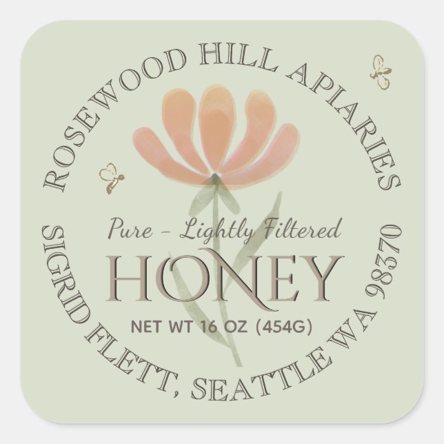 Adesivo Quadrado Canteiro de Mel ligeiramente Filtrado (Frente)