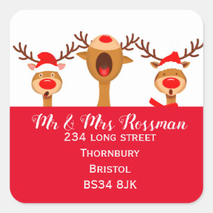 Adesivo Quadrado Cantor de renas de Natal Carol Mudança de endere