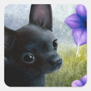 Adesivo Quadrado Cão 94 Chihuahua negro