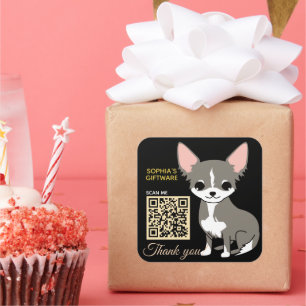 Adesivo Quadrado Cão Cachorro Agradável Código QR Animal