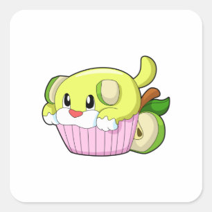 Adesivo Quadrado Cão com Bolo