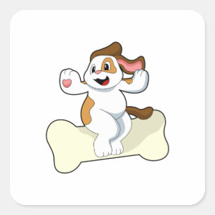 Adesivo Quadrado Cão com Osso