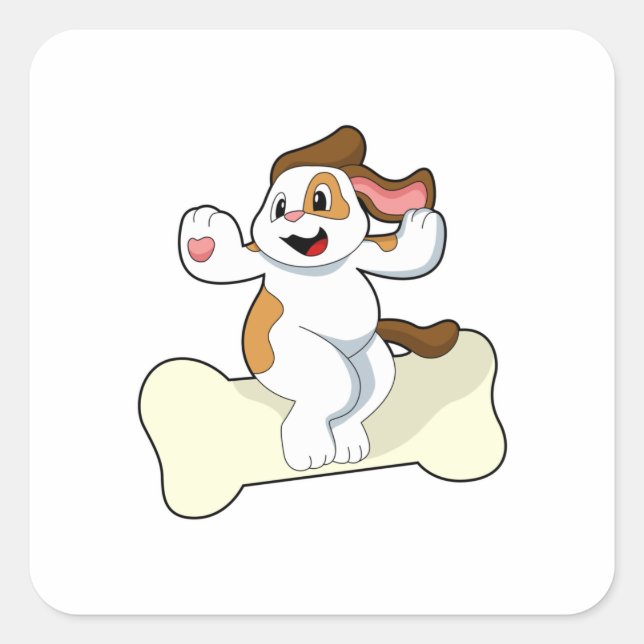 Adesivo Quadrado Cão com Osso (Frente)