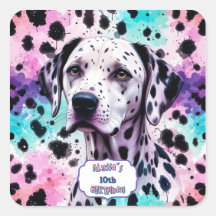 Cão Dalmata Rosa Roxo Turquesa Aniversário