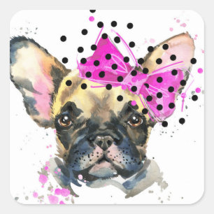 Adesivo Quadrado Cão de Bull do francês de Cutie