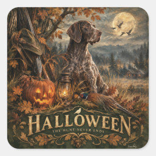 Adesivo Quadrado Cão de Caça Pointer Alemão de Pelo Curto de Hallow