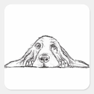 Adesivo Quadrado cão de caça preto-de-cão branco 