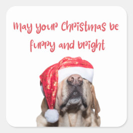 Adesivo Quadrado cão de natal engraçado