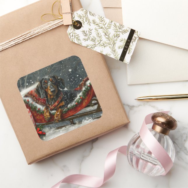 Adesivo Quadrado Cão de Natal Festivo (Presentear)