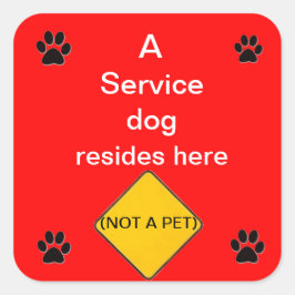 Adesivo Quadrado Cão de serviço vive aqui.