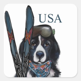 ADESIVO QUADRADO CÃO DE TERRA NOVA