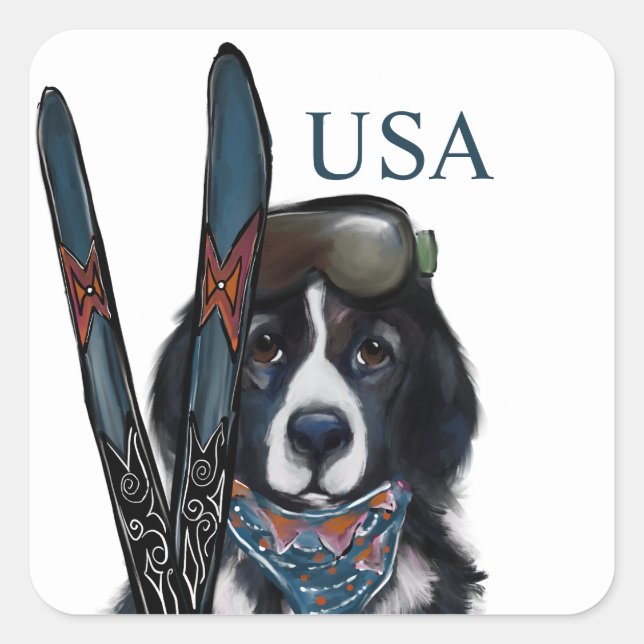 ADESIVO QUADRADO CÃO DE TERRA NOVA  (Frente)