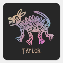 Adesivo Quadrado Cão Design Aztec legal