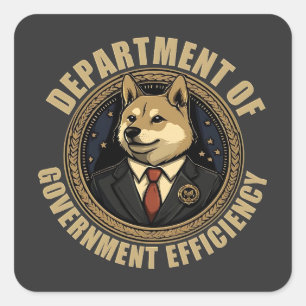 Adesivo Quadrado Cão Do Departamento De Eficiência Do Governo
