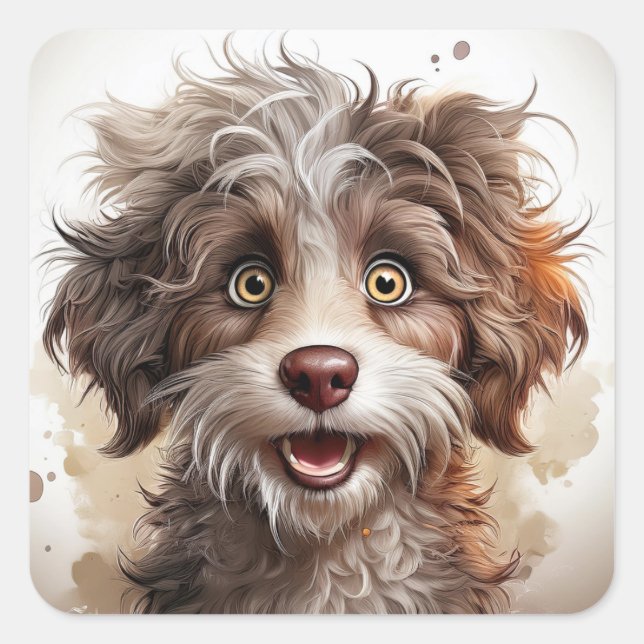 Adesivo Quadrado cão engraçado (Frente)