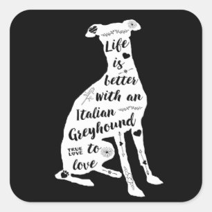 Adesivo Quadrado cão galeiro italiano design italiano de galgos