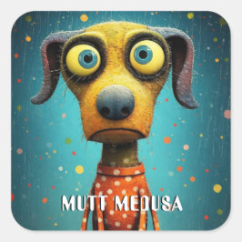 Adesivo Quadrado Cão Monstro Engraçado: Mutt Medusa