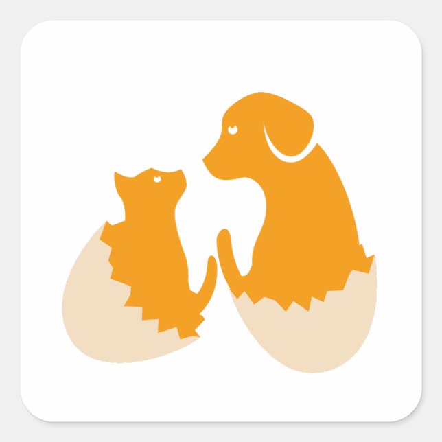 Adesivo Quadrado cão no ovo (Frente)