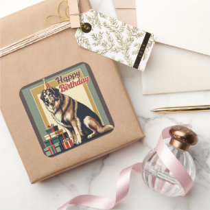 Adesivo Quadrado Cão-Pastor Anatólico Colorido